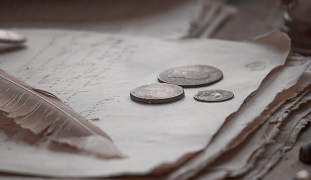 book, coin, money, antic, old, paper, feather, money, money, money, money, money